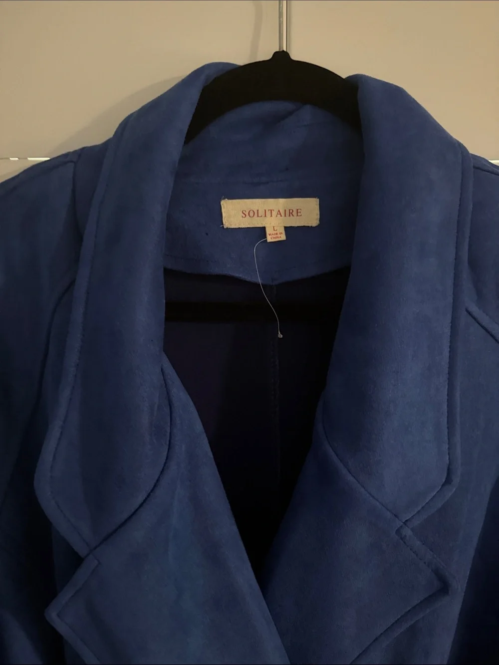 Solitaire Blue Suede-Look Longline Coat - Picture 2 of 3